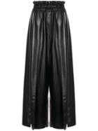 Goen.j Vegan Leather Palazzo Pants - Black