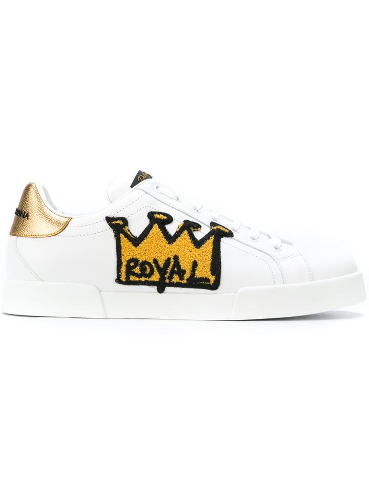 Dolce & Gabbana Portofino Royal Patch Sneakers - White