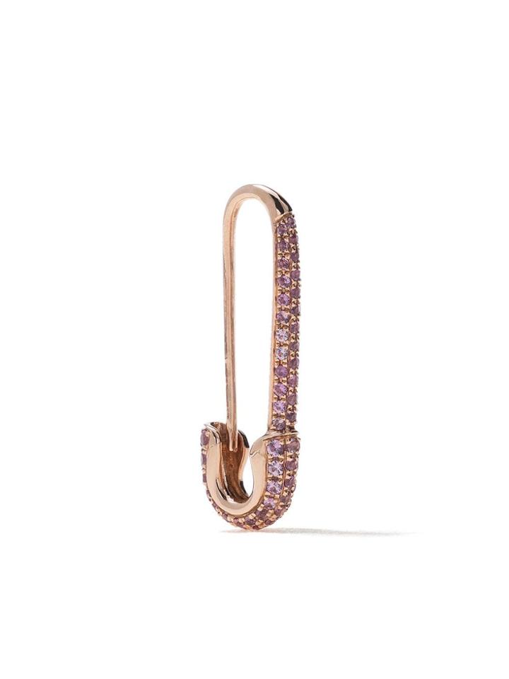 Anita Ko 18kt Rose Gold Safety Pin Sapphire Earring - Pink