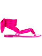 Casadei Lace-up Satin Sandals - Pink & Purple