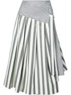 Christian Siriano Flared Stripe Skirt - White