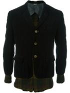 Comme Des Garçons Vintage Tartan Panelled Velvet Blazer, Men's, Size: Medium, Black