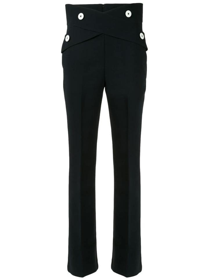 Comme Moi Button-embellished Flared Trousers - Blue
