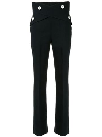 Comme Moi Button-embellished Flared Trousers - Blue