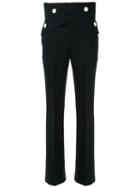 Comme Moi Button-embellished Flared Trousers - Blue