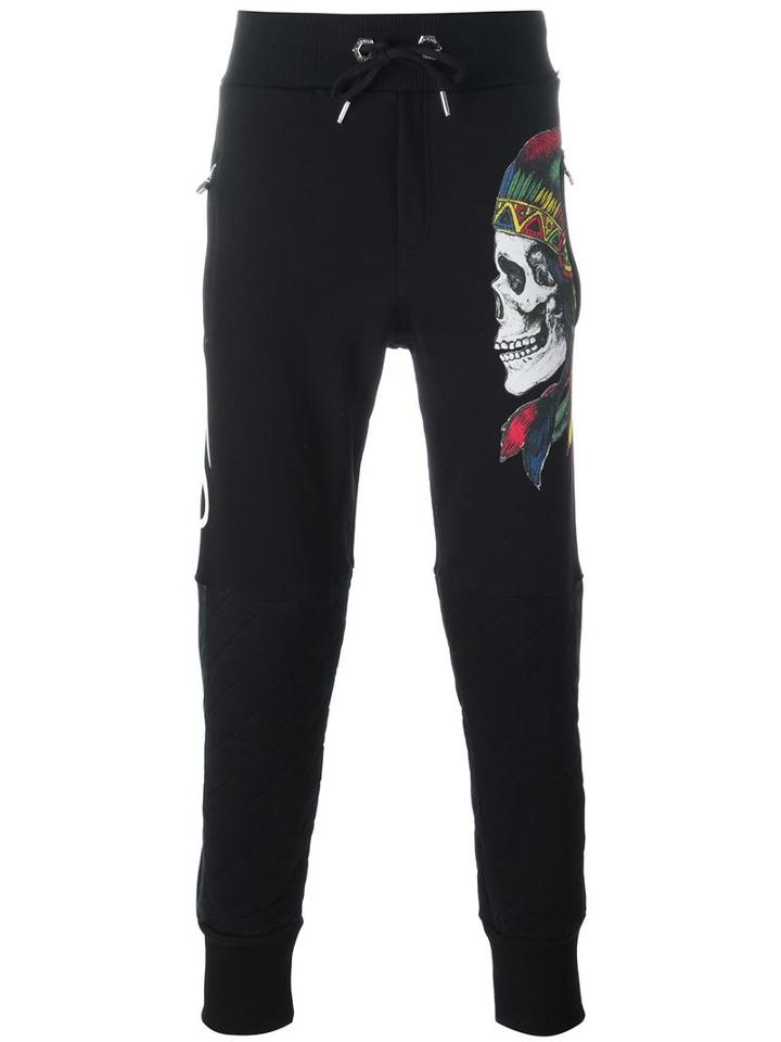 Philipp Plein 'ciquala' Track Pants, Men's, Size: Medium, Black, Polyurethane/polyester/cotton