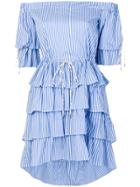 Christian Pellizzari Frilled Strapless Dress - Blue