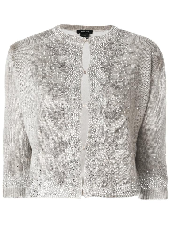 Avant Toi Gemstone Detailed Cardigan - Nude & Neutrals