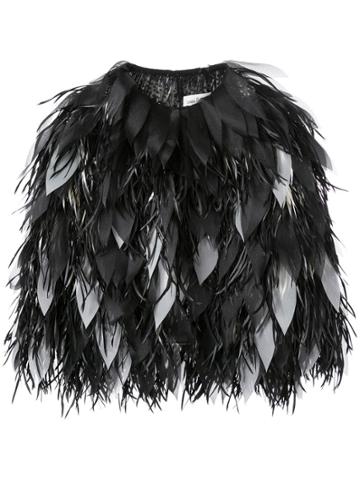 Isabel Sanchis Dipped Feather Organza Petal Jacket - Black