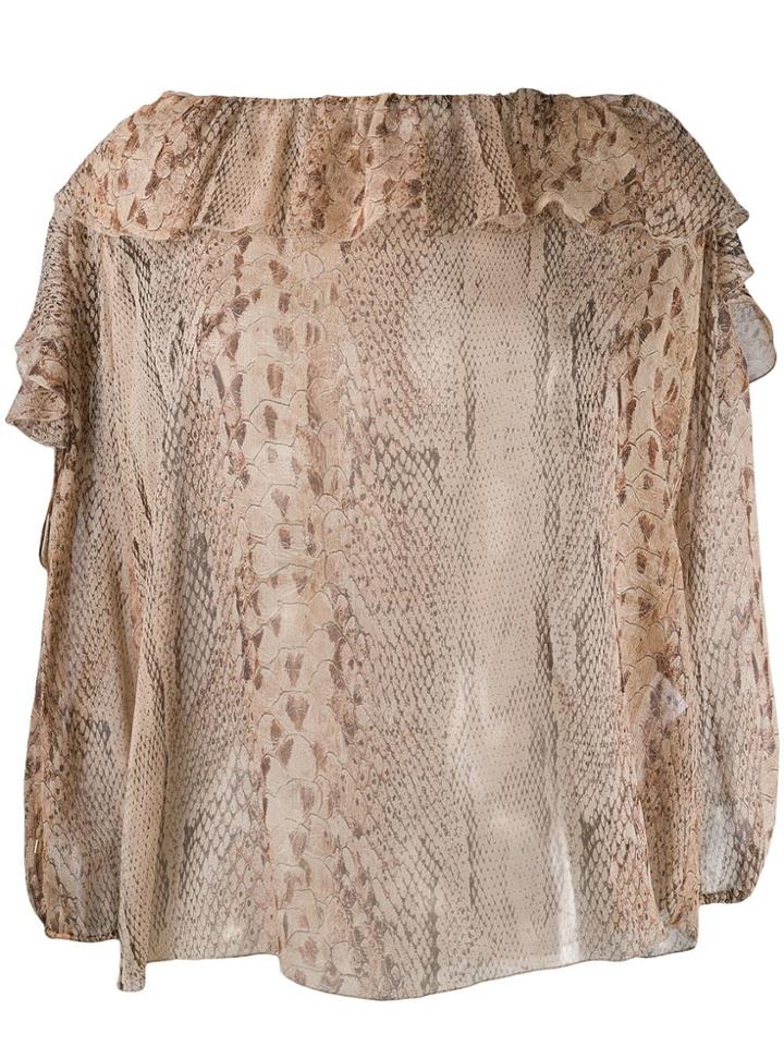 Blumarine Snakeskin Print Blouse - Neutrals