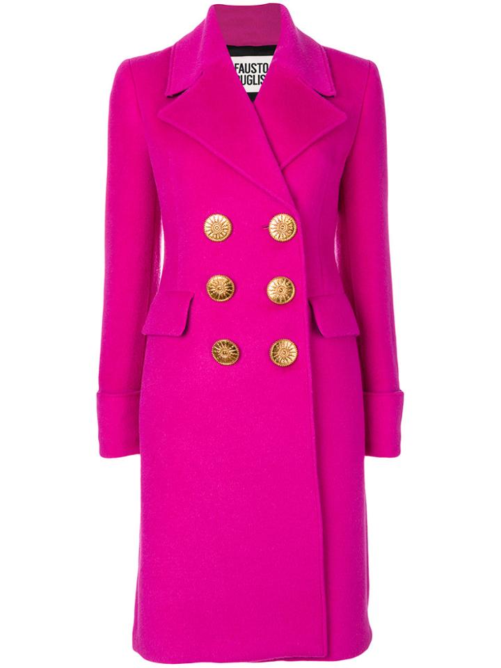 Fausto Puglisi Classic Double Breasted Coat - Pink & Purple