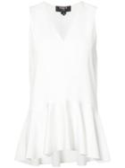 Paule Ka V-neck Flared Top, Women's, Size: 4, White, Triacetate/polyester