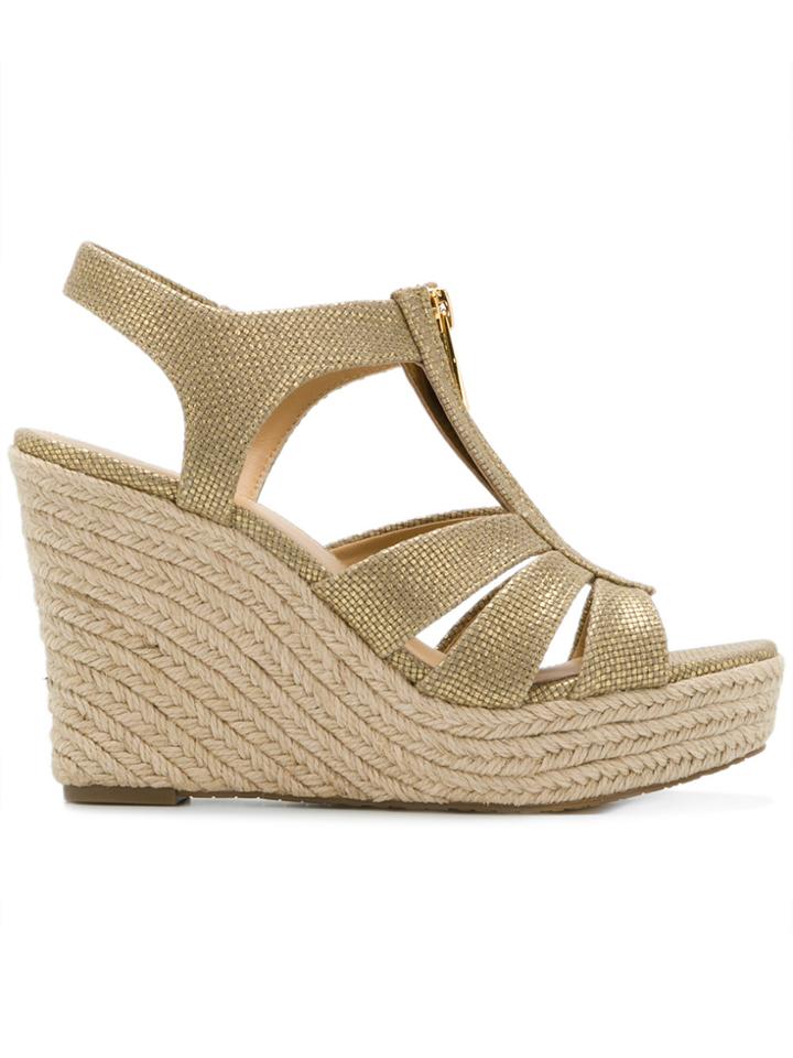 Michael Michael Kors Berkley Wedge Sandals - Nude & Neutrals
