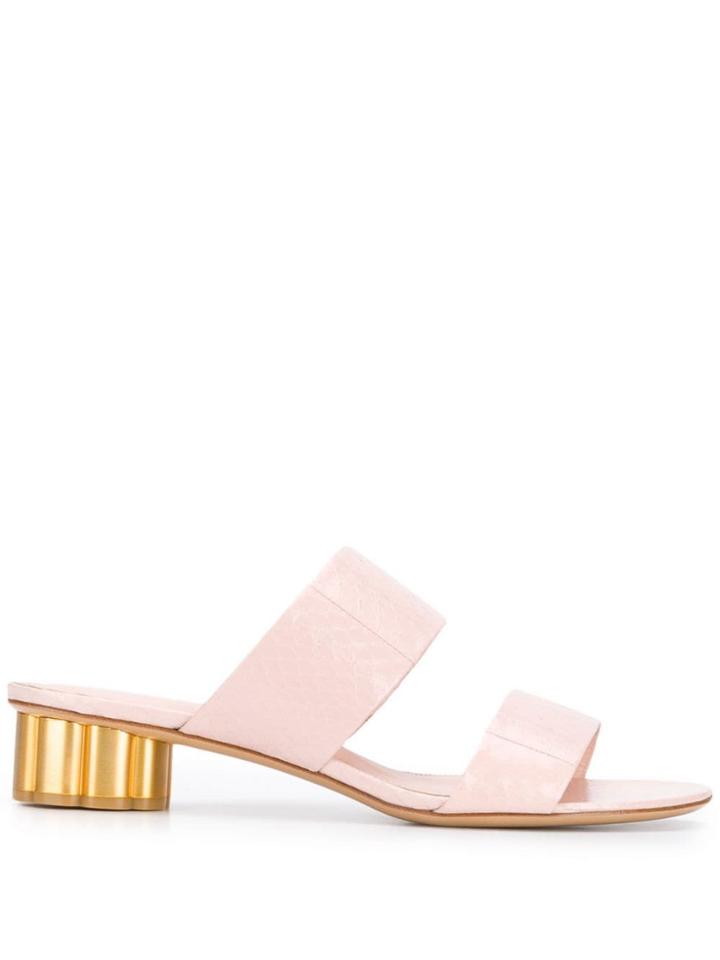 Salvatore Ferragamo Flower Heel Slip-on Sandals - Pink