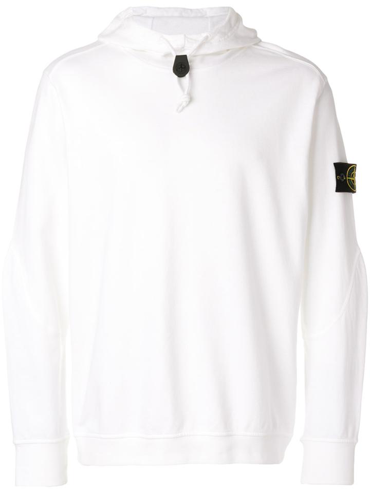 Stone Island Logo Patch Hoodie - White