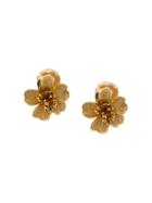 Oscar De La Renta Delicate Flower Button Earrings - Yellow & Orange