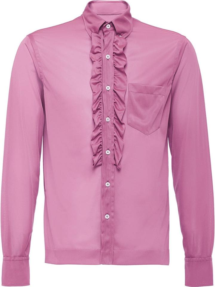 Prada Ruffled Button Down Shirt - Pink