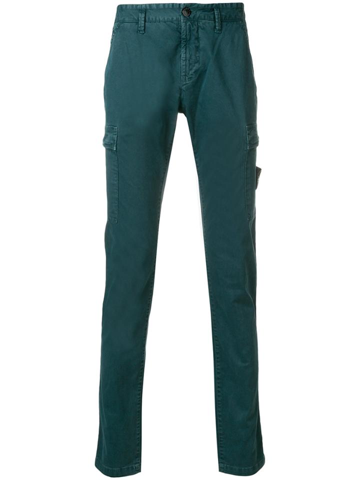 Stone Island Washed Cargo Trousers - Green