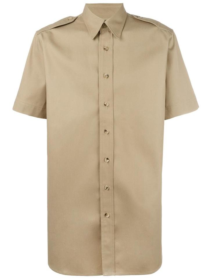 Palm Angels College Safari Shirt, Men's, Size: 48, Nude/neutrals, Cotton/polyester