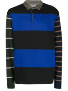 Lanvin Striped Panelled Polo Shirt - Black