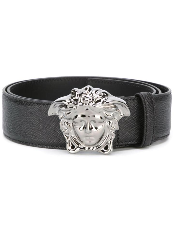 Versace 'palazzo Medusa' Belt, Men's, Size: 105, Black, Calf Leather