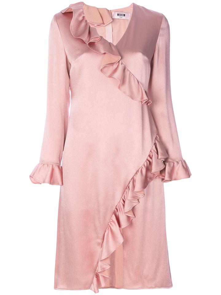Msgm Frill-trim Dress - Pink & Purple