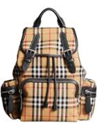 Burberry The Medium Rucksack In Vintage Check Cotton Canvas - Yellow