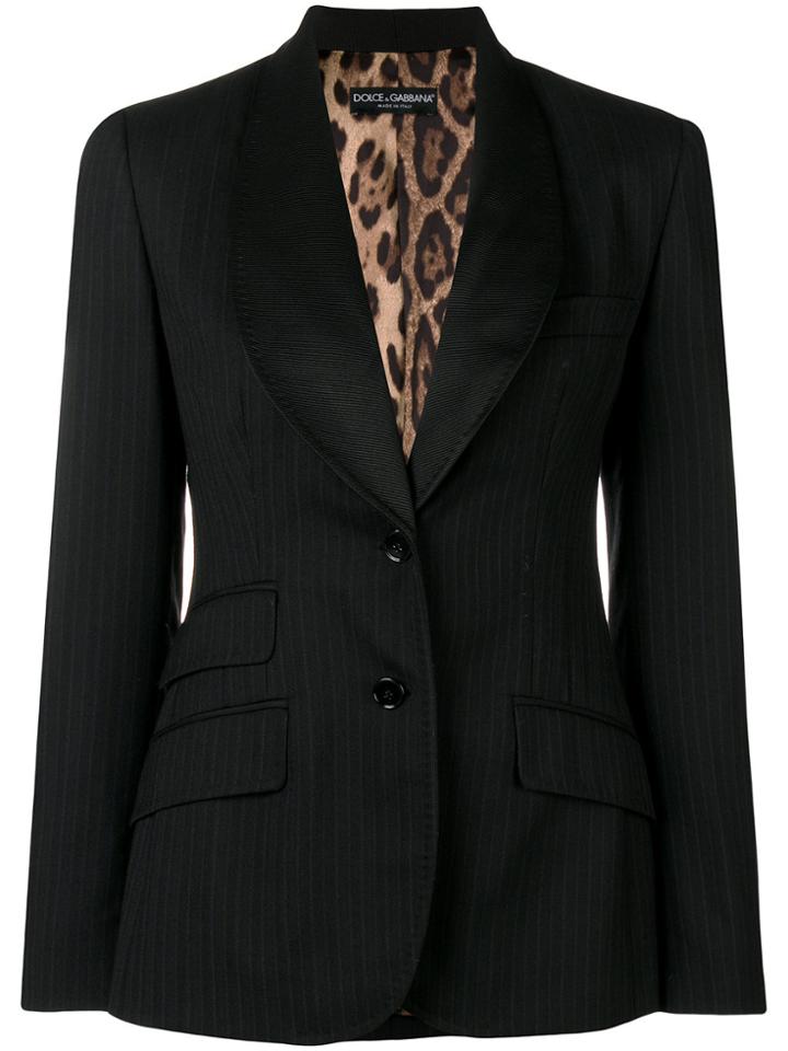 Dolce & Gabbana Vintage Pinstripe Fitted Blazer - Black