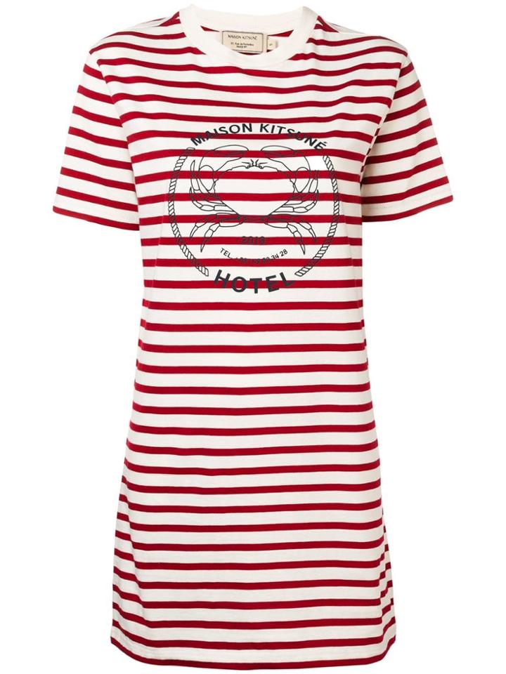 Maison Kitsuné Striped T-shirt Dress - White