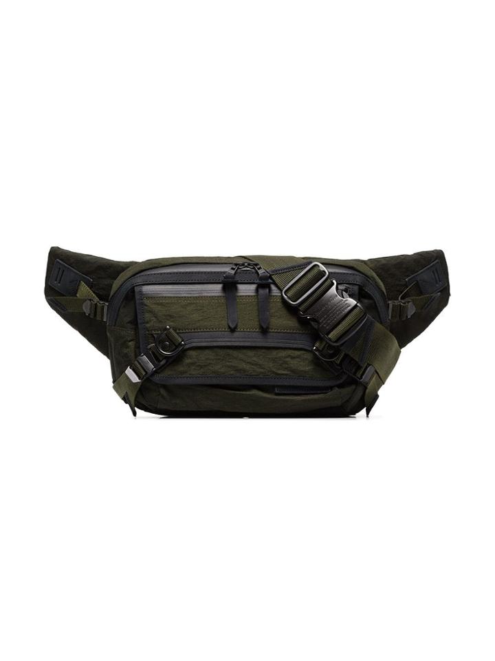 Nemen Green And Black Leather Trim Bum Bag