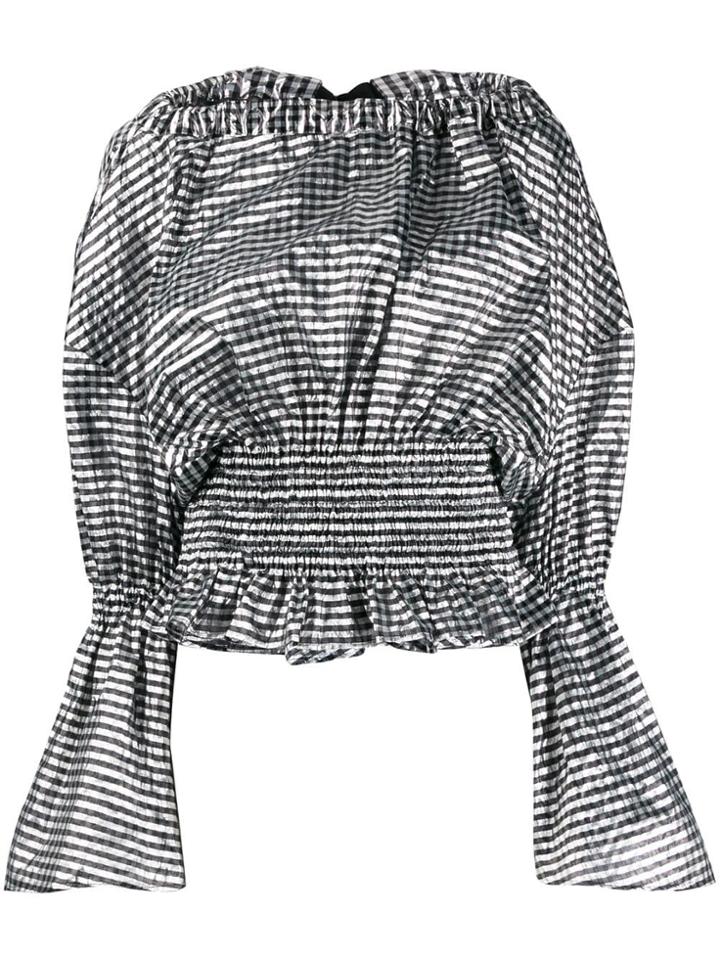 Comme Des Garçons Noir Kei Ninomiya Structural Checked Ruched Blouse -