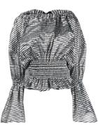 Comme Des Garçons Noir Kei Ninomiya Structural Checked Ruched Blouse -