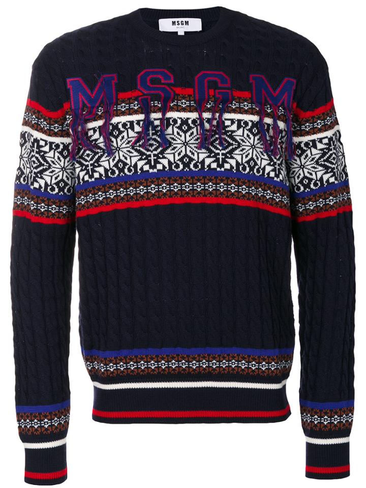 Msgm Stylized Logo Jumper - Blue