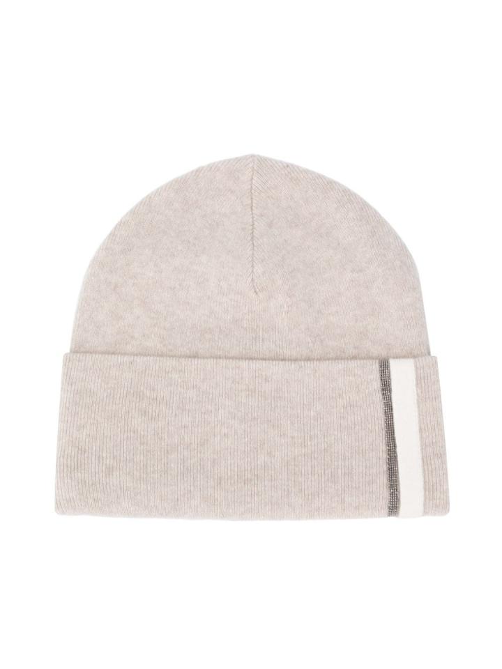 Brunello Cucinelli Kids Ribbed Design Hat - Neutrals