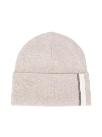 Brunello Cucinelli Kids Ribbed Design Hat - Neutrals