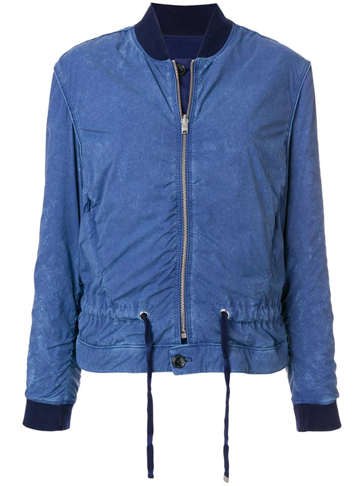 Closed Cropped Bomber Jacket - Blue