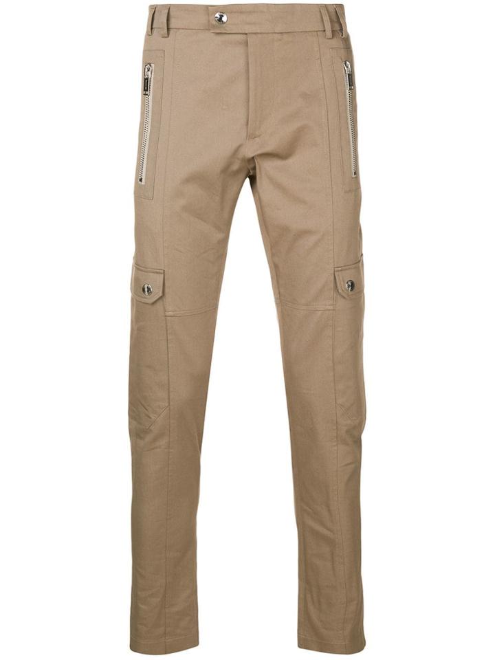 Les Hommes Skinny Utility Cargo Trousers - Neutrals