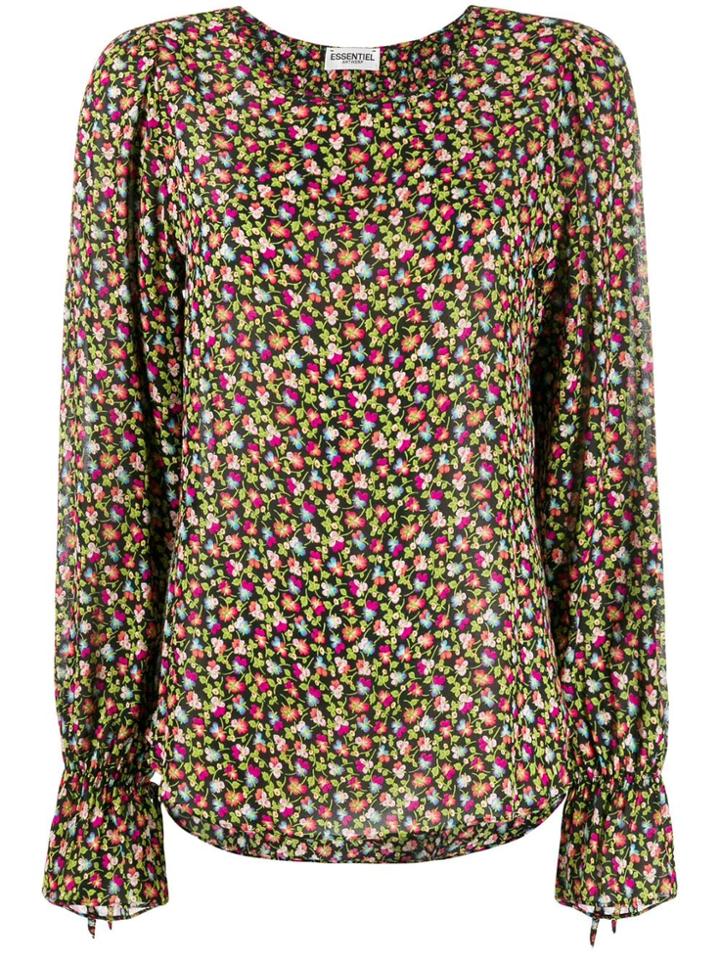 Essentiel Antwerp Terracotta Floral-print Top - Black