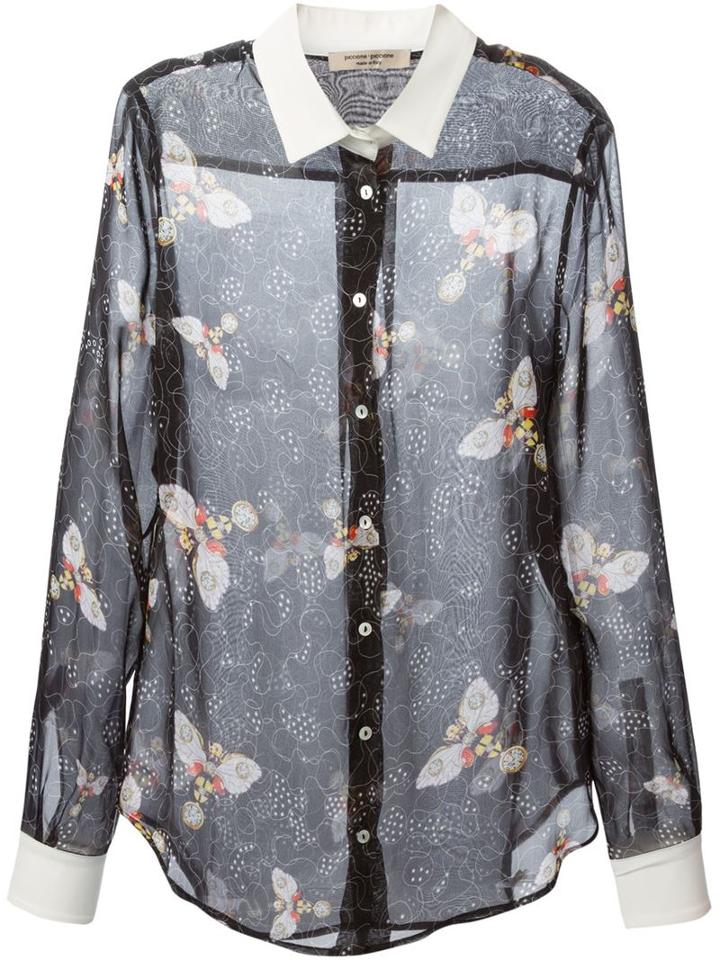 Piccione. Piccione Bee Print Sheer Shirt