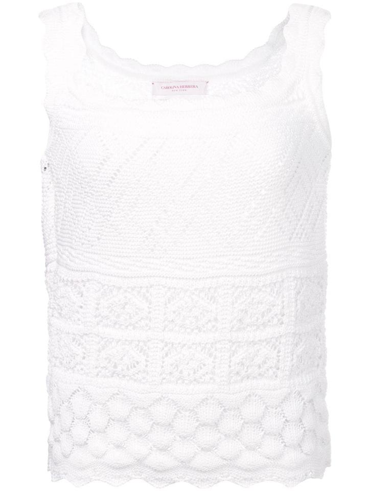 Carolina Herrera Broderie Anglaise Knitted Blouse - White