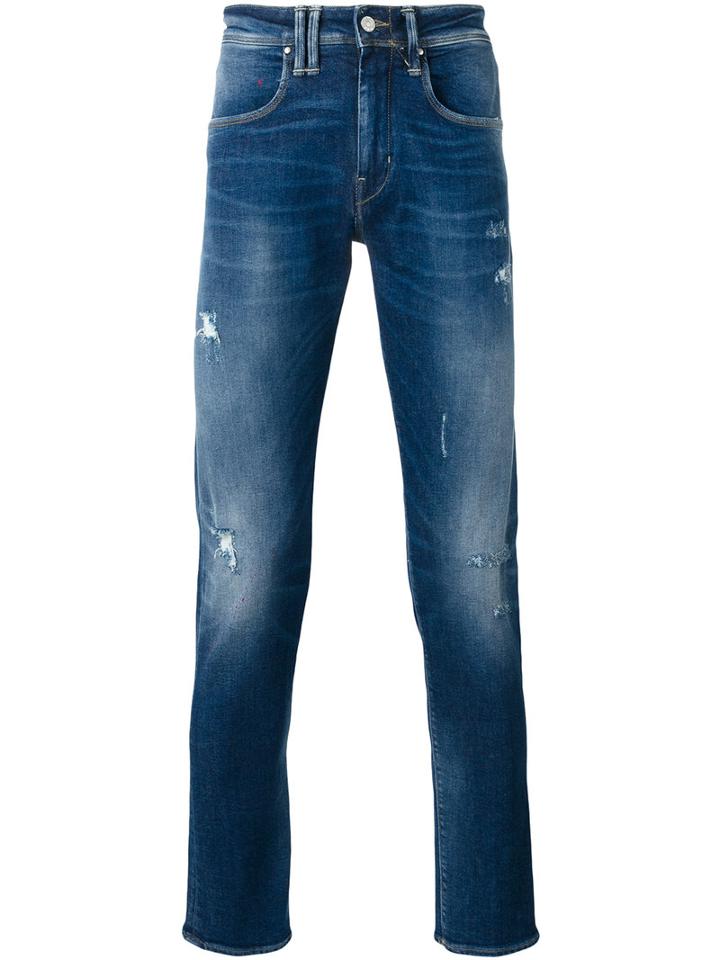 Cycle Distressed Skinny Jeans, Men's, Size: 32, Blue, Cotton/polyester/spandex/elastane