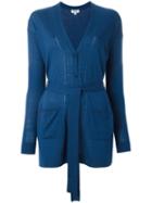 Kenzo Tie Waist Cardigan, Women's, Size: Small, Blue, Wool