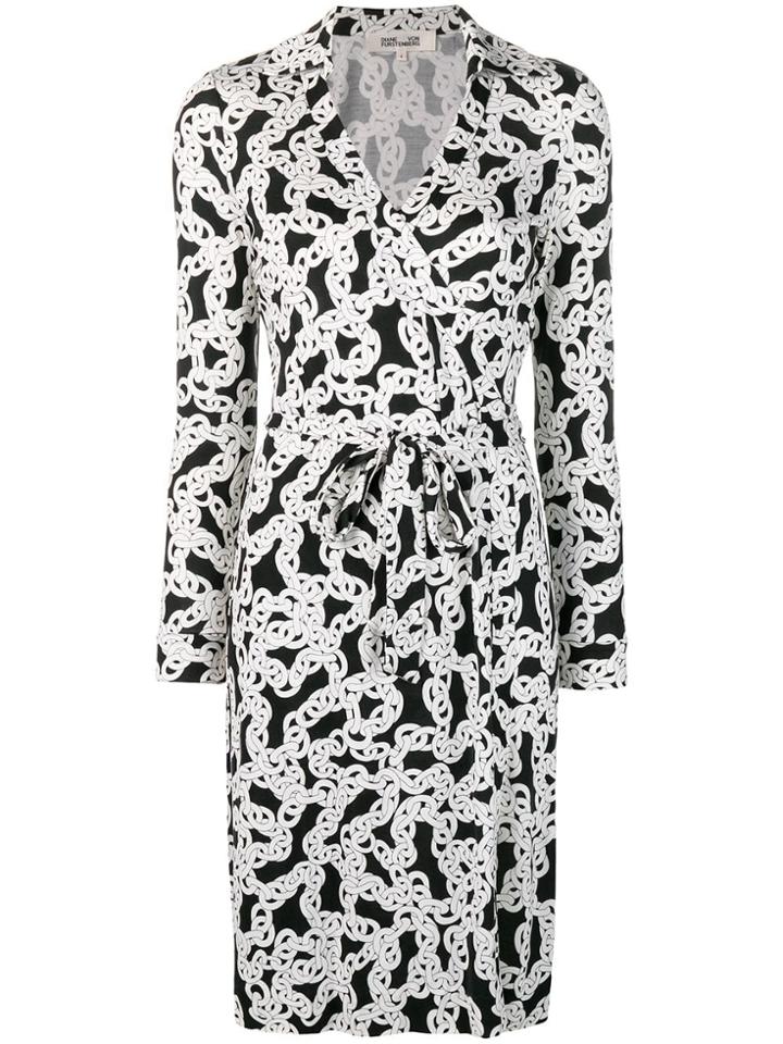 Dvf Diane Von Furstenberg Crawling Chain Wrap Dress - White
