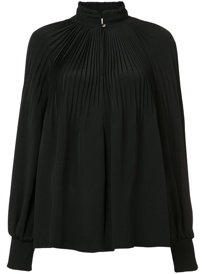 Tibi - Pleated Front Blouse - Women - Silk - 4, Black, Silk