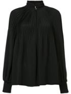 Tibi - Pleated Front Blouse - Women - Silk - 4, Black, Silk