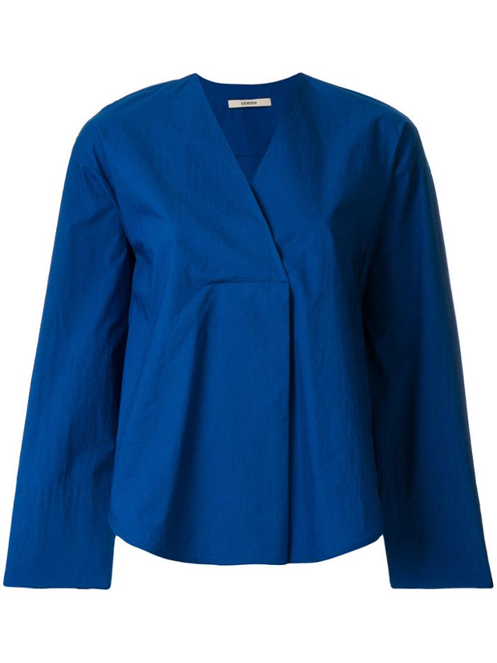 Odeeh Flared V-neck Blouse - Blue