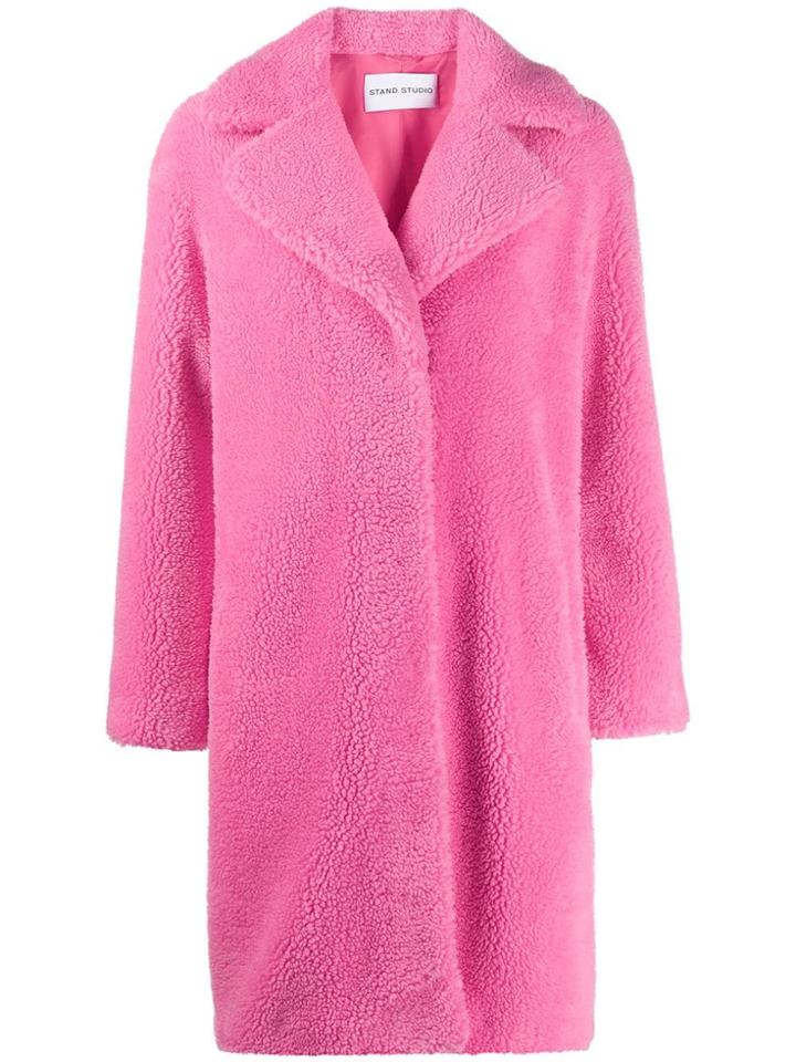 Stand Studio Concealed Front Fastening Coat - Pink