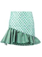 Brognano Asymmetric Frill Skirt, Women's, Size: 42, Green, Polyester/polyamide/acrylic/polyimide