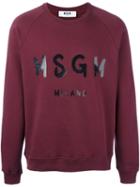 Msgm Logo Print Sweatshirt, Men's, Size: Large, Red, Cotton