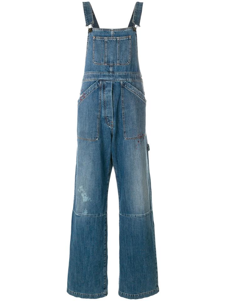 Valentino Paint Splattered Dungarees - Blue